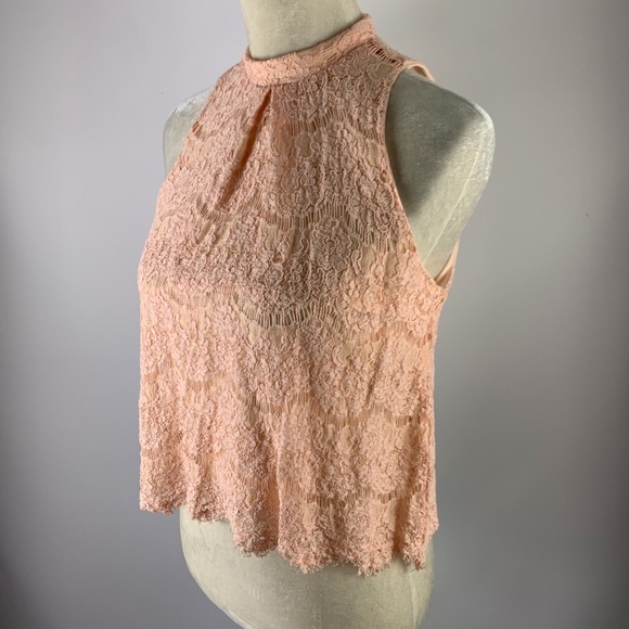 Fire Medium Blouse High Neck Lace Lined LA - Picture 2 of 4